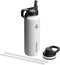 40 Oz Double Wall Vacuum Insulated Stainless Steel Water Bottle with Spout and Straw Lids, White