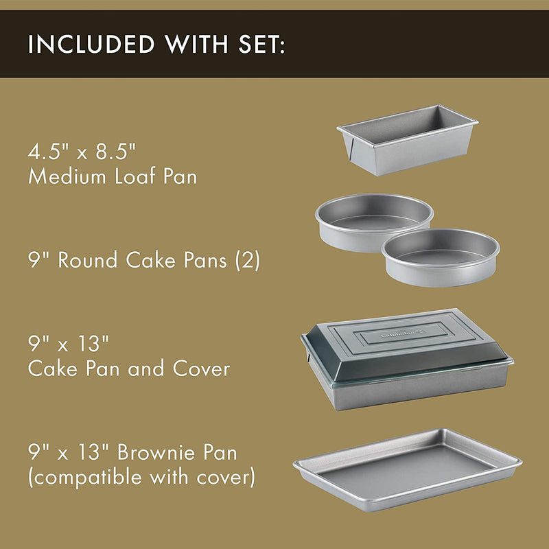 10-Piece Nonstick Bakeware Set, Includes Baking Sheet, Cookie Sheet, Cake Pans, Muffin Pan, and More, Dishwasher Safe, Silver