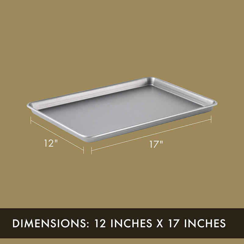 Premium Nonstick Baking Pans Set of 2, 12 X 17 Inch, Silverware, Heavy Gauge Steel Core