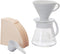 V60 Pour over Set with Ceramic Dripper, Glass Server, Scoop and Filters, Size 02, White