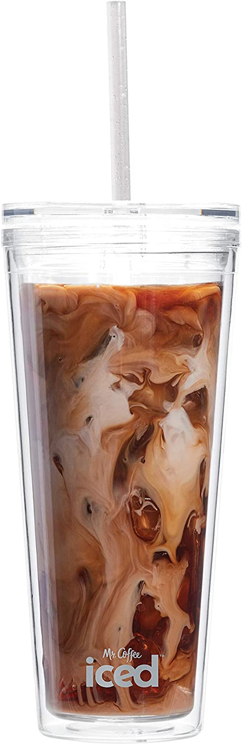 Iced Coffee Tumbler, 22 Oz., with Lid and Straw, Clear