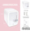 Glow 4L Mini Skincare Fridge with Mirror & LED Light - Small Refrigerator for Skin Care, Beauty, Makeup, Cosmetics, Food & Drinks, White