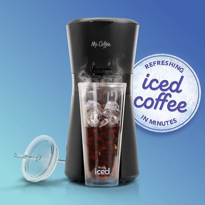 Iced Coffee Maker, Single Serve Machine with 22-Ounce Tumbler and Reusable Coffee Filter, Black