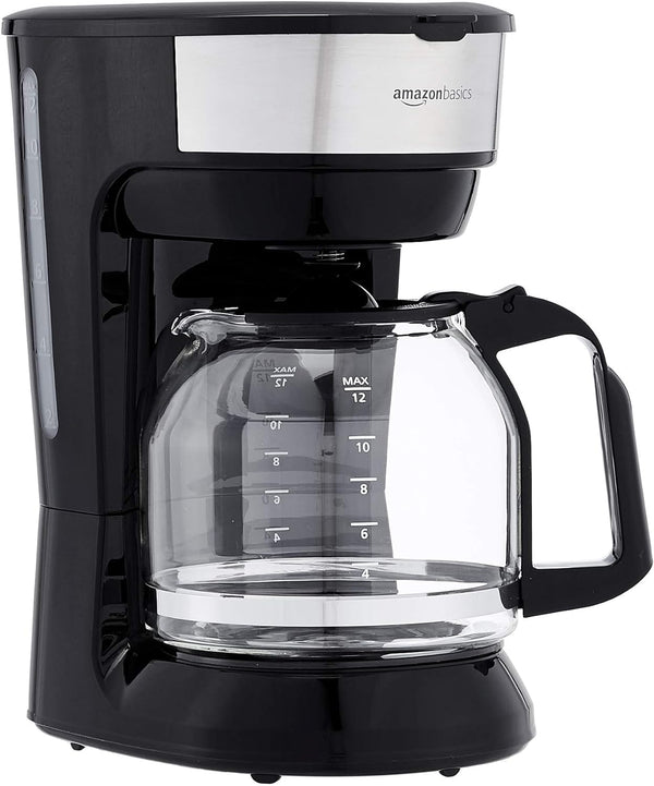 12 Cup Coffee Maker with Reusable Filter, Black & Stainless Steel