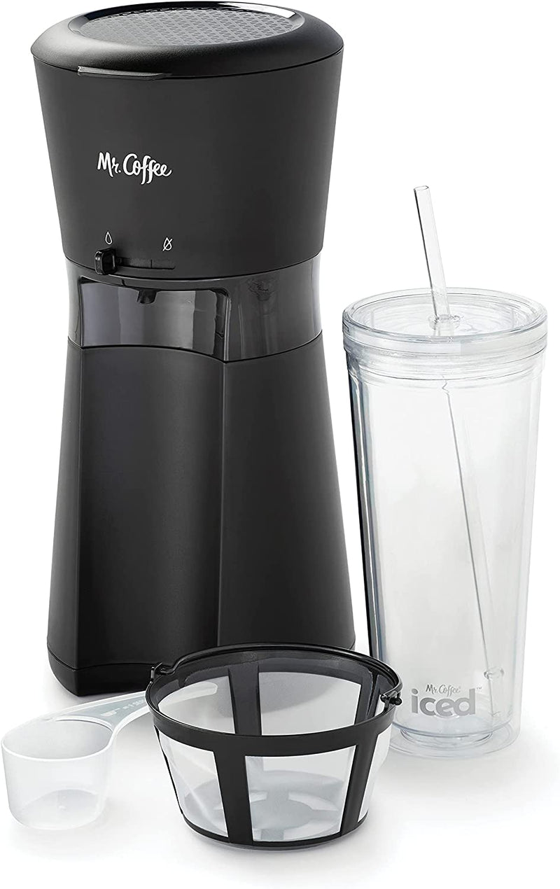 Iced Coffee Maker, Single Serve Machine with 22-Ounce Tumbler and Reusable Coffee Filter, Black