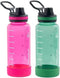 Premium Quality Motivational Water Bottle with Straw Lid with Times to Drink, BPA Free Tritan Plastic, 32 Ounce, 2-Pack, Orchid/Jadite