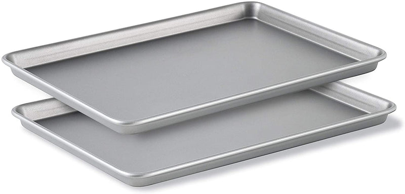 Premium Nonstick Baking Pans Set of 2, 12 X 17 Inch, Silverware, Heavy Gauge Steel Core