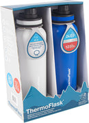 40 Oz Double Wall Vacuum Insulated Stainless Steel 2-Pack of Water Bottles, Ice Grey/Azure