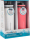 24 Oz Double Wall Vacuum Insulated Stainless Steel 2-Pack of Water Bottles, White/Coral