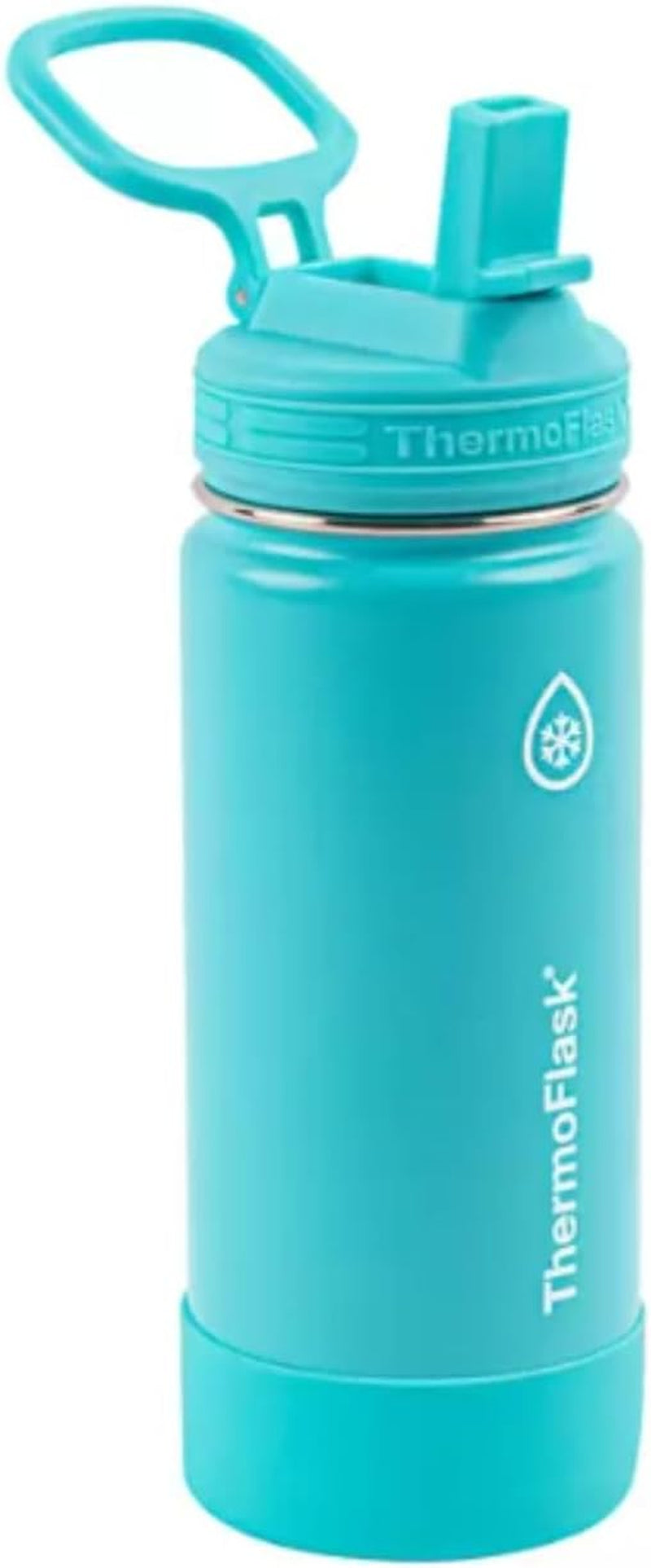 16Oz Stainless Steel Water Bottle, 2-Pack, Red and Aquamarine