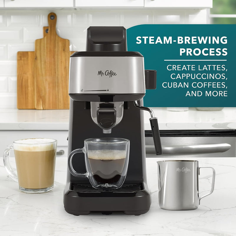 Steam Espresso Maker with Stainless Steel Frothing Pitcher