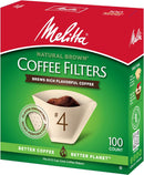 #4 Cone Coffee Filters, Unbleached Natural Brown, 100 Count (Pack of 6) 600 Total Filters Count - Packaging May Vary